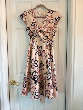 KATE SPADE TIGER LILY DRESS Sz 6 PEACH PINK LILIES DESIGN EXC CONDITION 0 FLAWS